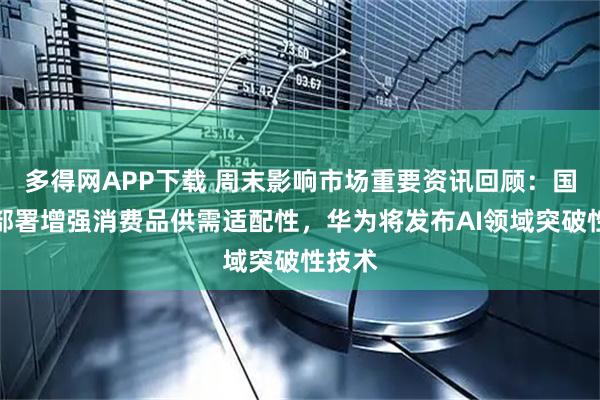 多得网APP下载 周末影响市场重要资讯回顾：国常会部署增强消费品供需适配性，华为将发布AI领域突破性技术
